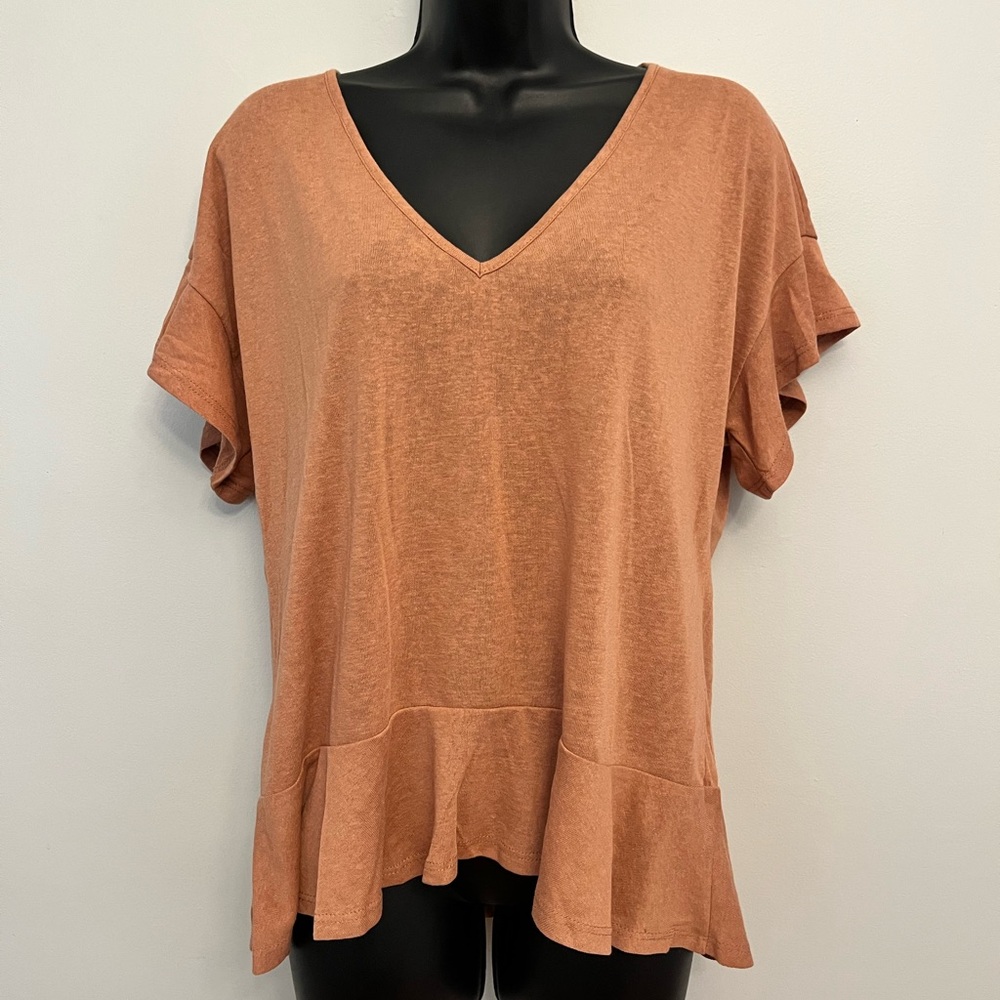 NWT Altar’d State Flutter Sleeve V-Neck Peplum Top, Size Medium